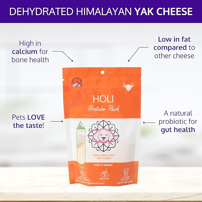HOLI Dehydrated Himalayan Yak Cheese Dog Food Topper - All Natural Dog Food Flavor Enhancer - (6oz 2-Pack)