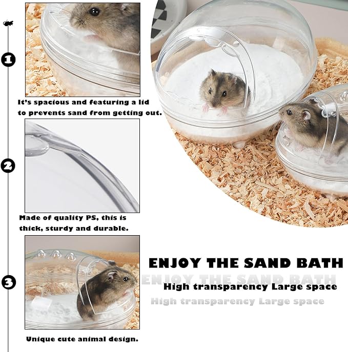 IBWell Transparent Hamster Sand Bath Container, Cage Accessory Box Keeps Sand Contained