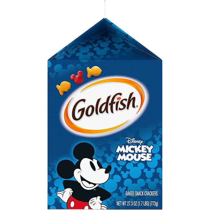 Goldfish Disney Mickey Mouse Cheddar Crackers, Snack Crackers, 27.3 oz carton (Pack of 2)