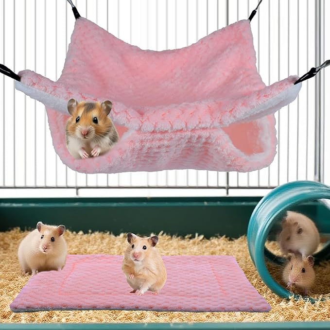 Plush Ferret Bed - Cave Tunnel Hammock Mat, Warm Small Animal Sleeping Nest | for Hamster Sugar Glider Ferret Resting Hiding Playing Climbing Indoor Winter