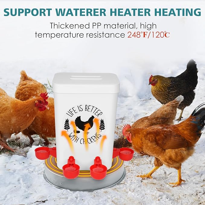 Tgeyd No-Waste Chicken Feeder & Waterer Set, 3 Gallon Automatic Waterer and 15 lb Hanging Feeder for Backyard Chickens, Modern Farmhouse Chicken Coop Essentials