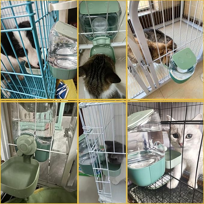 35oz Hanging Automatic Rabbit Water Dispenser, Cage Water Bottle Auto Gravity Pet Water Station for Small Animals, Puppy Kitten Rabbit Chinchilla Hedgehog Ferret, 1L(Green)