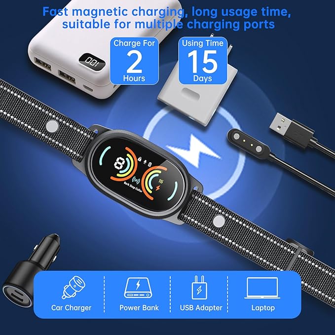 Dog Bark Collar, Rechargeable Bark Collar for Large Dog, IP67 Waterproof Anti Barking Collar Dogs with Adjustable Sensitivity for Medium and Small Dogs (Matte Black)