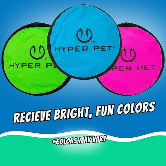 Hyper Pet Flippy Flopper Dog Interactive Dog Toys [Flying Disc Fetch Toy Floats in Water & Safe on Teeth] (Colors Will Vary), Multicolor, 9"