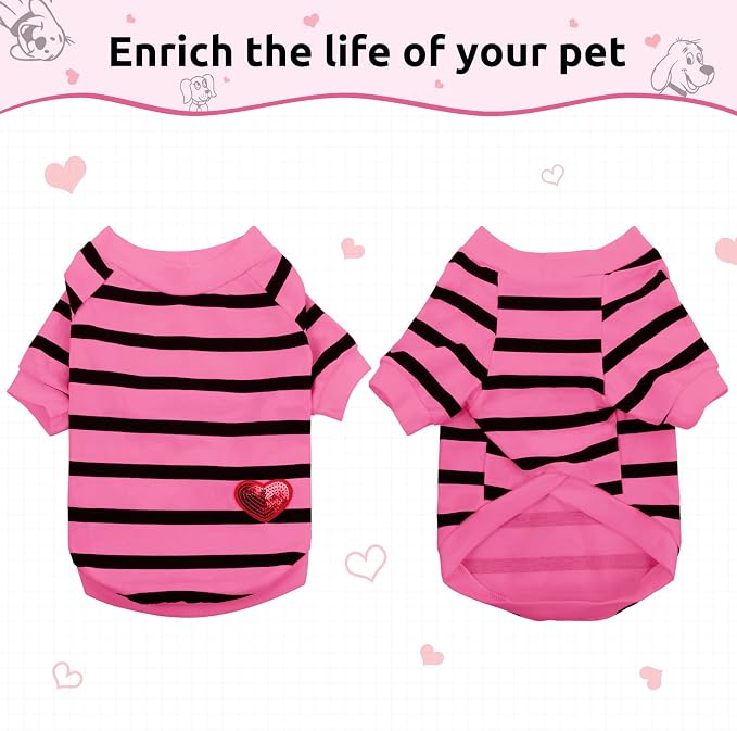 Pet Dog Striped T-Shirt Dogs Cats Cotton Vest Spring Summer Pet Apparel Tee Shirt Suitable for Small and Medium Large Pets French Bulldog Bichon
