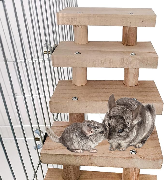NUOBESTY Small Animal Wooden Ladder Platform Cage Bridge Guinea Pig Habitat Climbing Toy for Rabbit Hamster Bunny Squirrel Hedgehog Chinchilla Rat Mouse