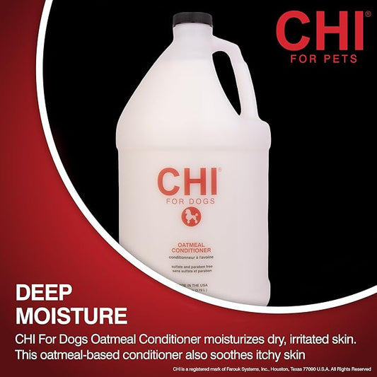 CHI for Dogs Oatmeal Conditioner, Moisturizing Professional Dog Grooming Formula for Sensitive Skin and Dry Coats, for All Breeds, Ionic Technology, Gallon Size, 128 Fl Oz