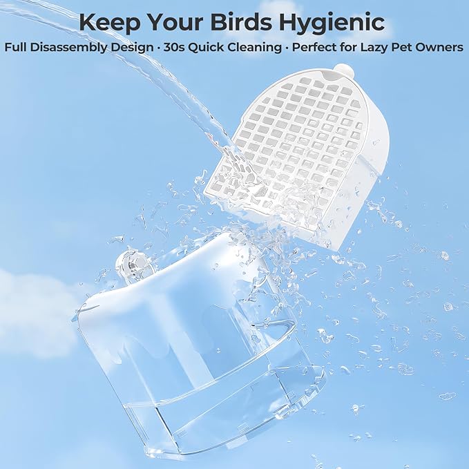 mini&moe Bird Bath for Cage, 4 in 1 Multifunction Birds House/Bath/Litter Box/Feeder Room, Bird Cage Accessories for Pet Birds Conure Budgies Cockatiels Lovebird,Finches, Parakeets, Mannikin, White
