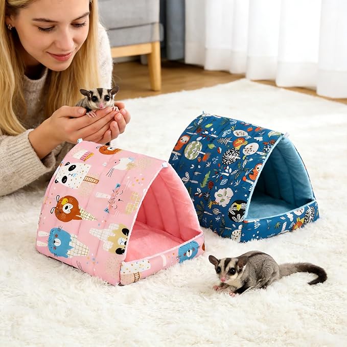 2 Pcs Guinea Pig Hideout, Guinea Pig Bed Tunnel Washable Small Animal House Cage Accessories for Mouse Chinchillas Hamsters Hedgehogs Ferrets Bearded Dragons and Rats Other Small Animals