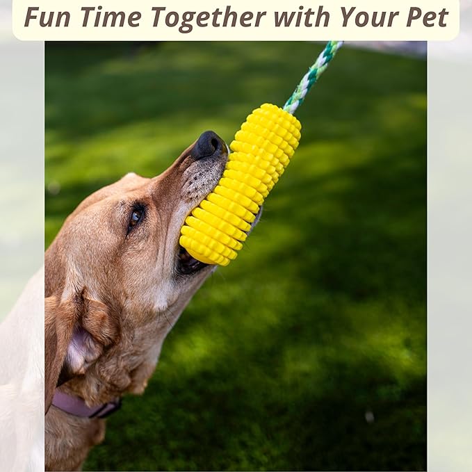 Squeaky Rubber Dog Toy – Interactive Corn Dog Toy for Small & Medium Dogs – Chew, Fetch & Tug Toy – Perfect for Water Play – Teeth Cleaning Texture – Indoor & Outdoor Use – Tail Town