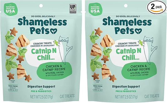 Shameless Pets Digestive Health Catnip Chicken Crunchy Cat Treats (Pack of 2)