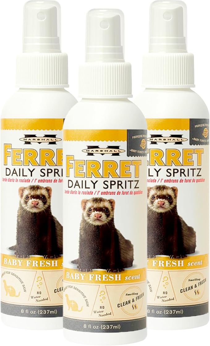 Marshall Ferret Daily Spritz Conditioner – 8 fl. oz – Gentle Daily Use Formula with Aloe Vera – Keeps Coat Soft, Shiny, and Fresh Between Baths – Pleasant Baby Fresh Scent