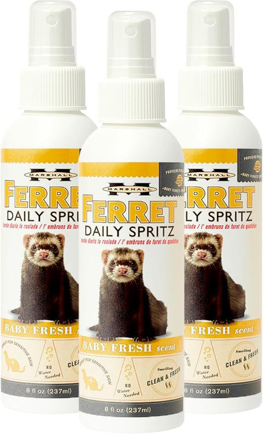 Marshall Ferret Daily Spritz Conditioner – 8 fl. oz – Gentle Daily Use Formula with Aloe Vera – Keeps Coat Soft, Shiny, and Fresh Between Baths – Pleasant Baby Fresh Scent