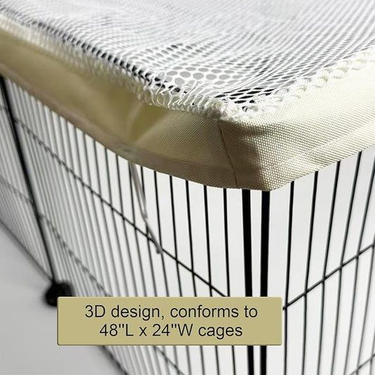 Cage Cover, Ventilated Mesh Top for C&C Midwest Guinea Pig Cage, Breathable & Escape-Proof Small Animal Enclosure Lid with Secure Clips for Rabbits（Not Include cage） (24inx47in Cage Cover)