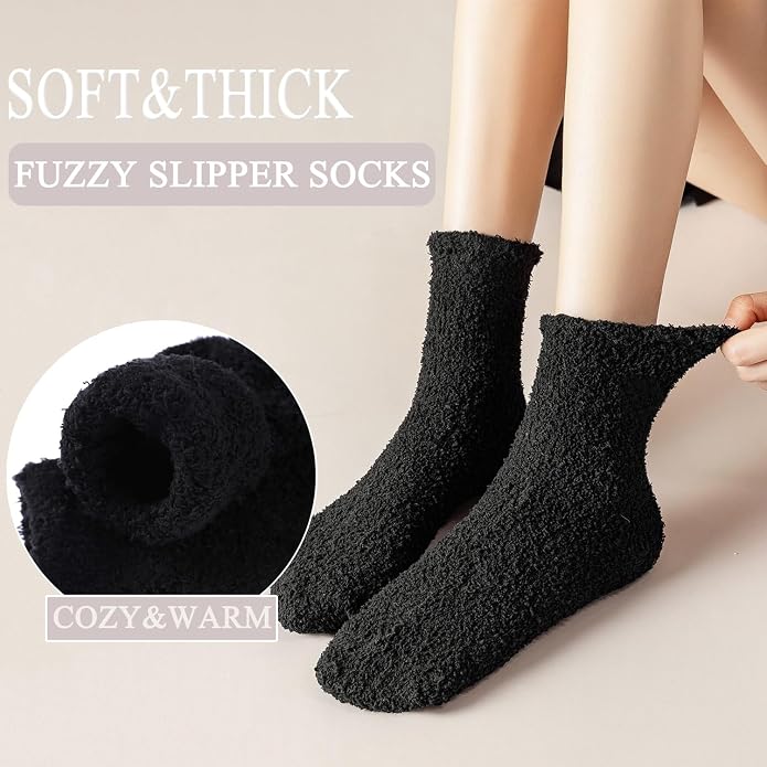 Ginmewrae Women Fuzzy Socks Cozy Soft Fluffy Cute Animal Slipper Socks Sleeping Warm Socks Christmas Gift for Girls