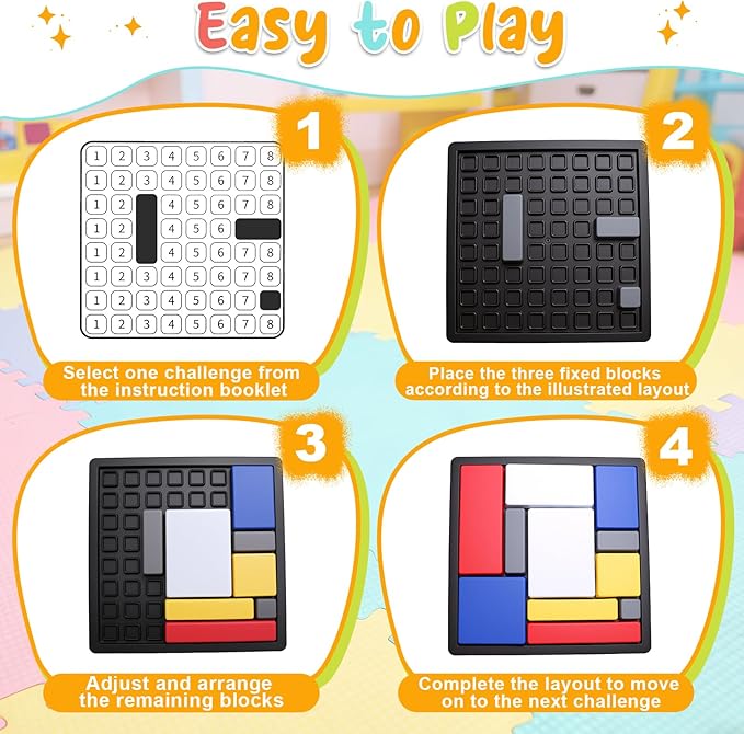 2 Pcs Logic Puzzle Brain Teaser Game for Adults, 88 Challenges 4 Difficulty Levels Logic Puzzles, Portable STEM Educational Thinking Game Toy for Classroom, Family Brain Training