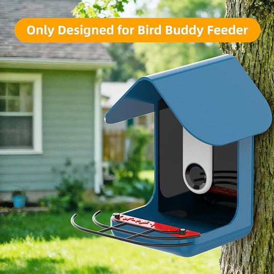 Metal Perch Extender Designed for Bird Buddy Pro1 Smart Feeder - Add On Accessory with Screws, Fan-Shaped Design More Room for Visiting Birds to Land, Powder-Coated, Black
