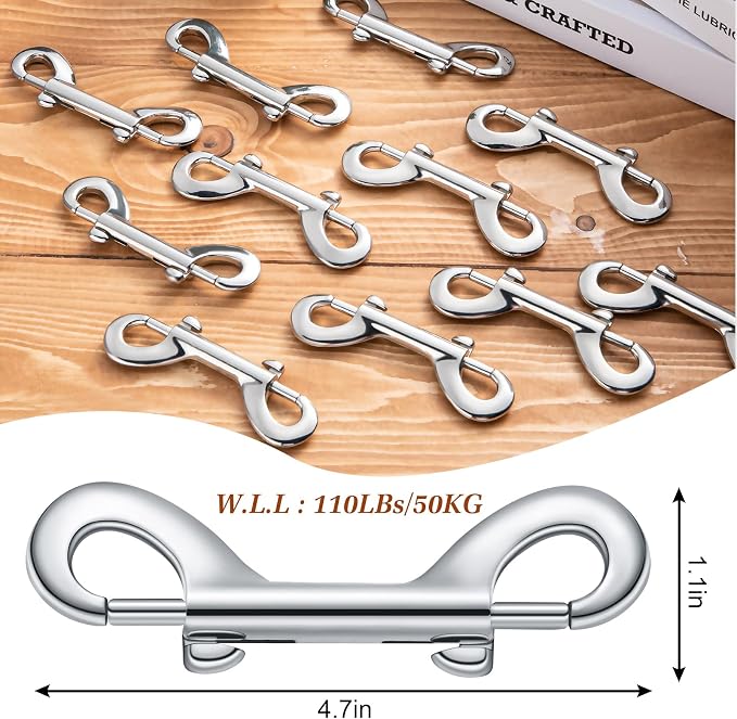 BBTO 12 Pieces Double Ended Bolt Snaps Hook Zinc Alloy Double Trigger Clips Home Pet Accessory for Linking Dog Leash Collar Leash Key Chain Horse Tack Pet Sling Feed Buckets (4.7 Inch)