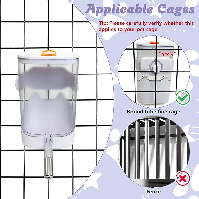 24oz Automatic Rabbit Water Dispenser for Cage Hanging Guinea Pig Water Bottle No Drip Bunny Water Feeder for Ferret Rat Hamster Chinchillaand Other Small Animals (White)