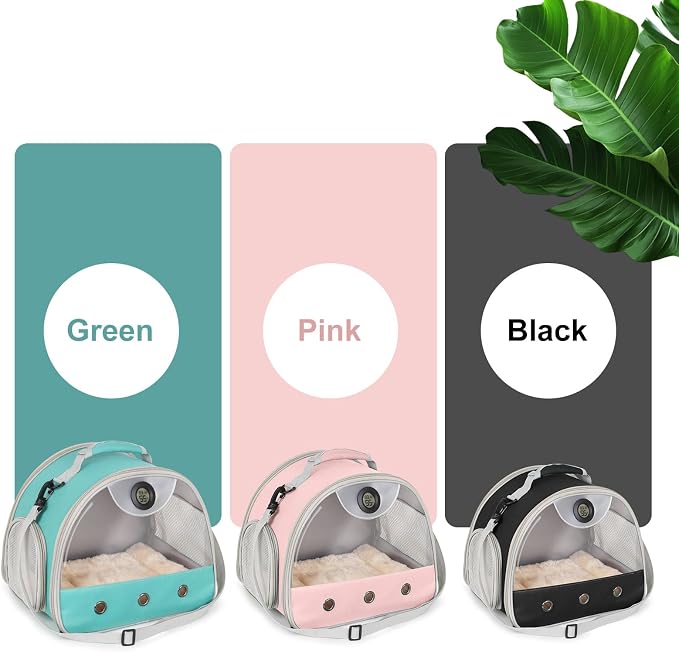 Bearded Dragon Travel Backpack Carrier with Reptile Thermometer and Humidity Gauge Lizard Travel Cage Space Capsule Clear Bubble Window Astronaut Reptile Bag for Ball Python (Black, Carrier)