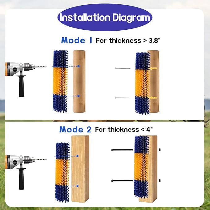 2PCS Livestock Scratching Brush, Horse Brush, Cow Goat Scratching Post with 8 Screws, Grooming Massage for Cattle Sheep Horses Pigs