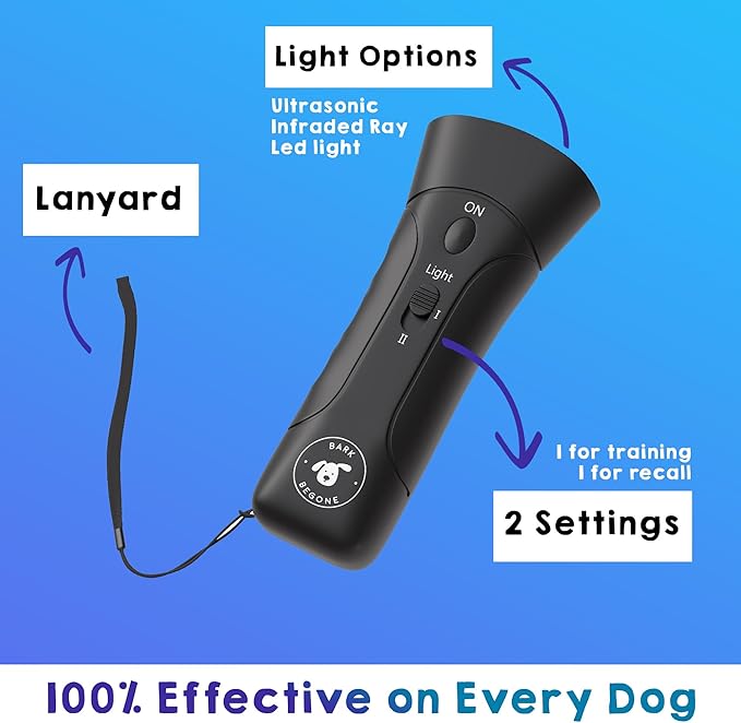 Ultrasonic Dog Bark Deterrent & Behavior Corrector - Stop Barking, Jumping, Aggression Without Yelling -Just Point & Press! Backed by Kevin Harrington from Shark Tank (Bark Begone Classic)