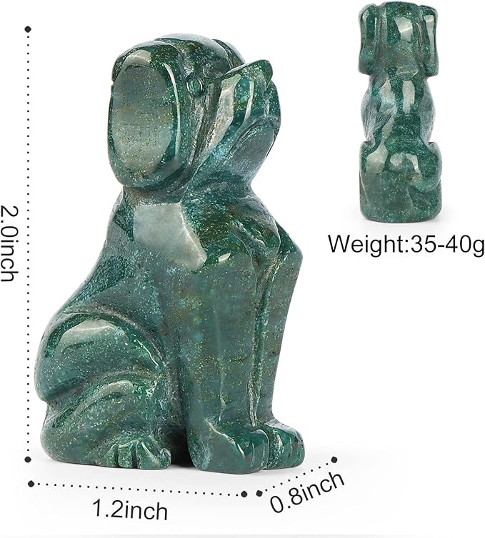 Artistone 2" Ocean Jasper Dog Crystal Animals Figurine Carved Gemstone Puppy Dog Statue Sculpture Craft Home Decorations