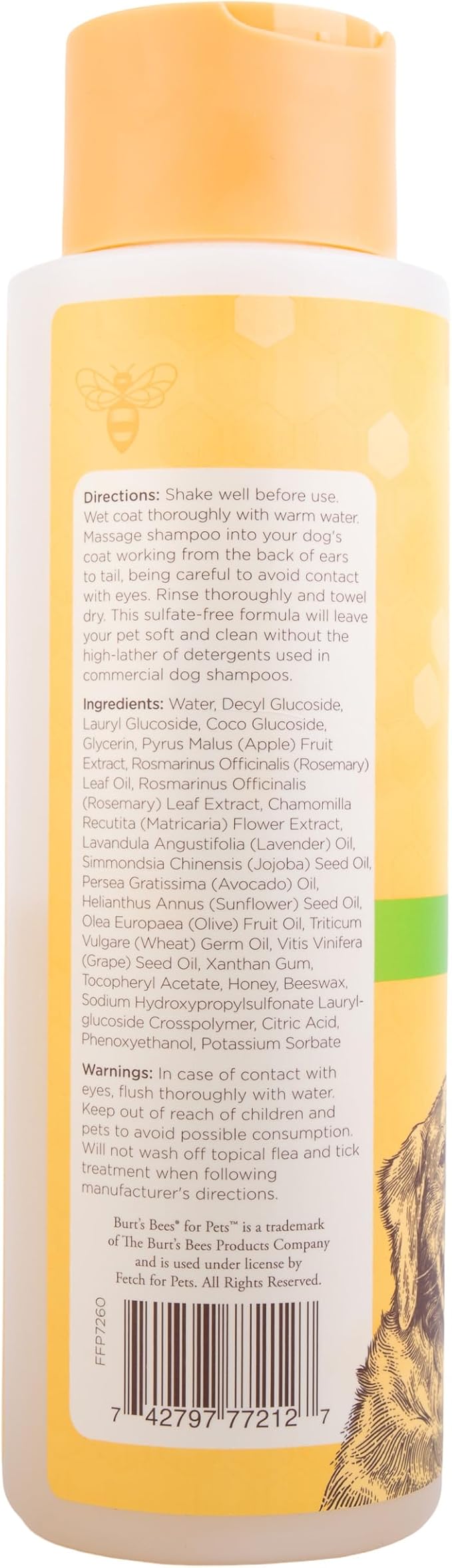 Burt's Bees for Pets Deodorizing Dog Shampoo with Apple and Rosemary, 95% Natural Origin, pH Balanced, Free of Sulfates, for Smelly Dogs, Gentle Dog Shampoo, 16 Fl Oz - 2 Pack