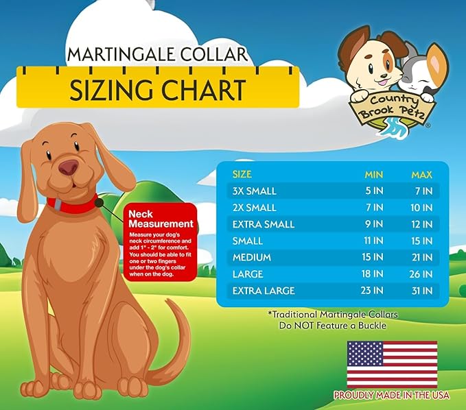Country Brook Petz - Martingale Dog Collar - Heavy-Duty Training Collar with No Buckle - Service Dog Collar for All Pups - 20 Vibrant Colors (Purple, 1 Inch, Large)