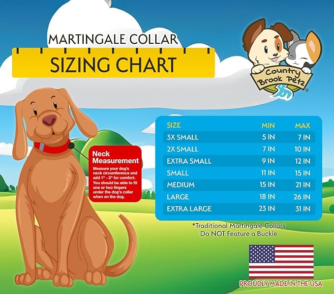 Country Brook Petz - Martingale Dog Collar - Heavy-Duty Training Collar with No Buckle - Service Dog Collar for All Pups - 20 Vibrant Colors (Ocean Blue, 1 Inch, Medium)