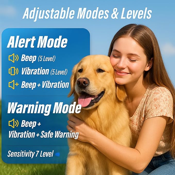 Bark Collar for Large Dog, Smart Anti-Barking Collar, 4-in-1 Automatic No Barking Collar with Adjustable Beep Vibration Correction Modes, Dog Bark Collars for Medium Small Dogs IP67 Waterproof