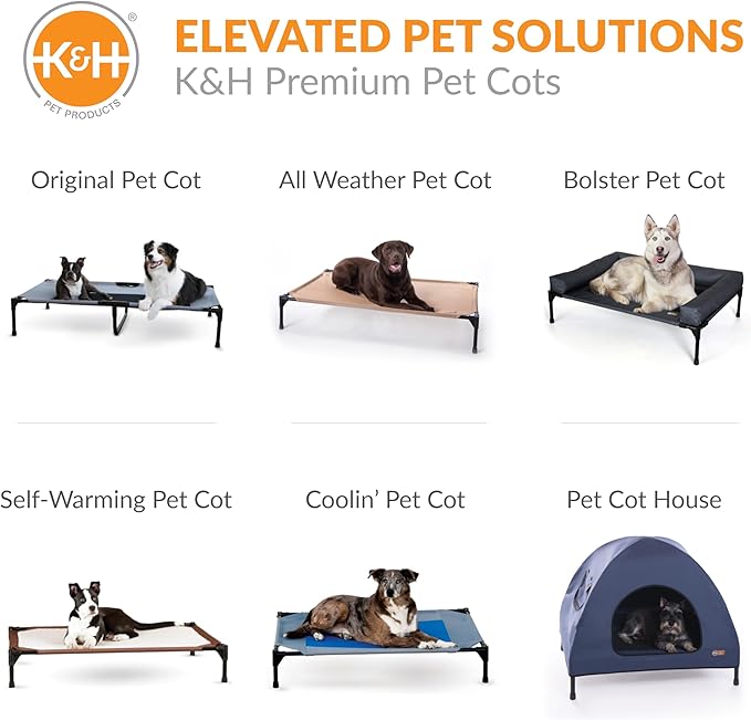 K&H Outdoor Elevated Dog Bed - Cooling Raised Dog Bed for Small & Medium Pets, Breathable Mesh Hammock Design, Indoor/Outdoor Washable Cover, Portable Metal Frame, Green, Medium 32x25in