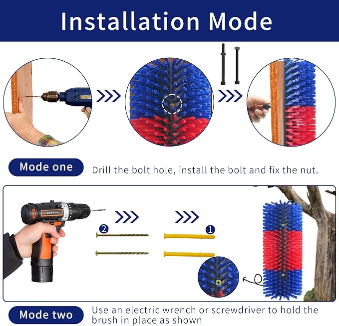 Livestock Scratching Brush Goat Scratcher Full Massage Grooming Brush with 8 Screws for Cattle, Sheep, Horses, Pigs