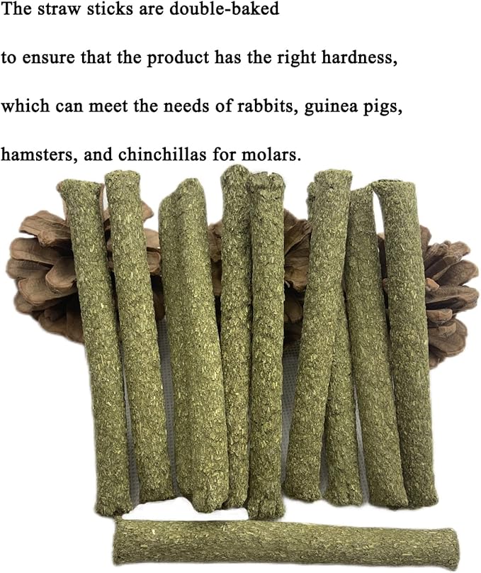 ANDES Rabbit Chew Toys 40pcs Timothy Hay Sticks About 14oz/400g Hamster Molar Snacks Handmade are Perfect Food Accessories for Bunny Guinea Pigs Rats Chinchillas Gerbils (40pcs Timothy Hay Sticks)