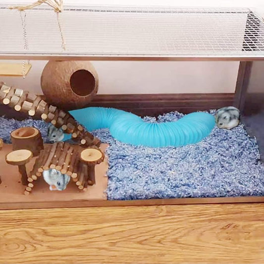 Collapsible Pet Tunnel 2 PCS Hamster Fun Tunnels | Plastic Foldable Hideaway, Exercising Training Tube Toys for Dwarf Hamster, Gerbil, Mouse, Rat and Ferrets