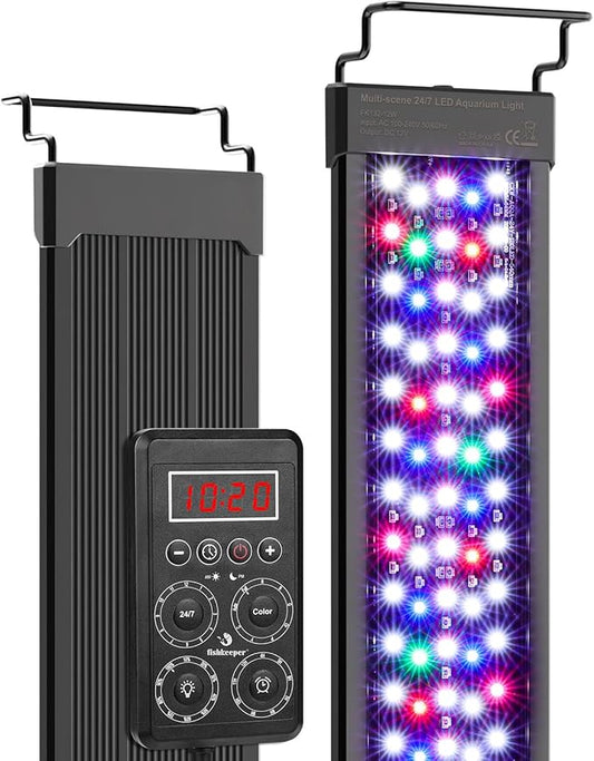 fishkeeper Smart LED Aquarium Light with One-Button Real-Time Sync, 24/7 Mode Full Spectrum Fish Tank Lights, 9 Colors DIY, 9 Timer, 10 Brightness IP68 Waterproof Aquarium Plant Light for 12-18 inch