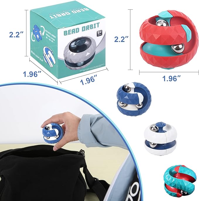Unique Orbit Ball Fidget Toy, Novelty Beads Track Infinity Cube Stress Relief Balls Creative Sensory Toys for Autistic ADHD Kids Adults (Green)