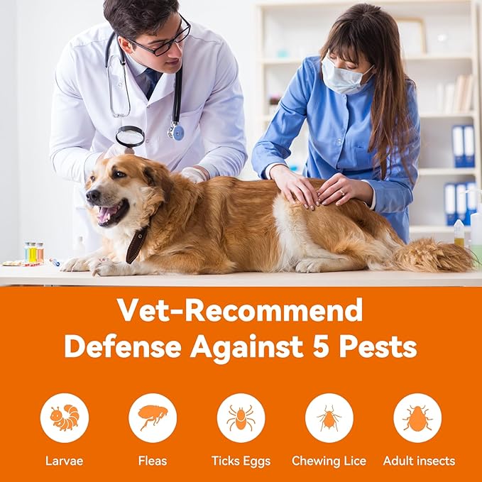 PUAINTA Addcool Plus Flea and Tick Prevention for Large Dogs (45-88 lbs), Professional Topical Treatment, 3 Monthly Doses, Fast-Acting Waterproof Dog Flea Drops