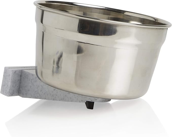 Lixit® Stainless Steel Kennel Food or Water Bowl - Non Spill Hanging Removable Crate Bowls - Carrier Cage Dish for Dogs or Cats for Feeding and Drinking (Stainless Steel, 10 Ounce (Pack of 2))