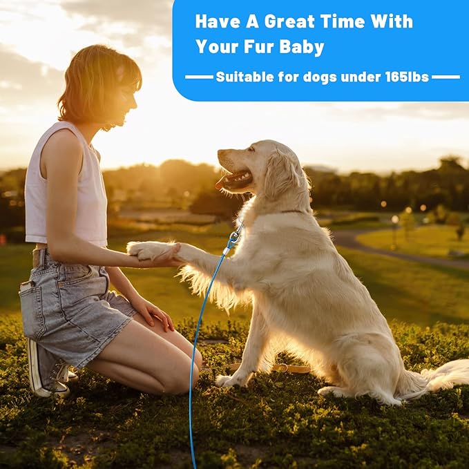 Dog Tie Out Cable 10/15/20/25/30/50 FT Dog Runner for Yard Steel Wire Dog Cable with Durable Superior Clips Blue Dog Chains for Outside Dog Lead for Large Dogs Up to 165 lbs