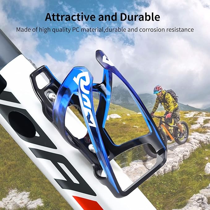 Suruid Bike Water Bottle Cage, Universal Bike Water Drink Holder Durable Ultralight Plastic Water Bottle Holder for Bicycle, Cycling Bottle Cage for MTB, Road Bike, Mountain Bike, 2 Pack - Black Blue