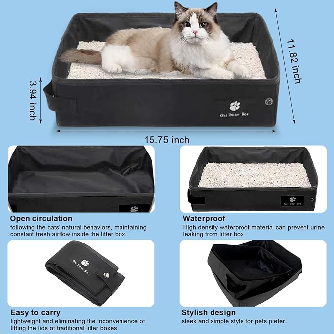 Soft-Sided Cat Carrier with Litter Box for Traveling & Camping, Pet Bag Fit 20lbs Pets,17.7' * 11.8 * 11.8 inches Cat Travel Carrier, Purple