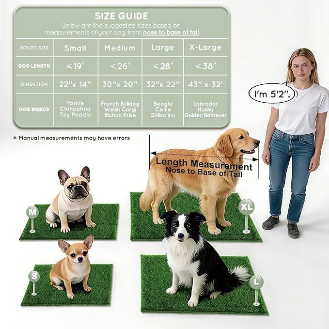 HQ4US 4LEGS Artificial Grass, Dog Pee Grass Pads for Dogs Potty, 2PCS Odor Free Fake Grass for Dogs Medium 30’’×20’’ with Countless Drainage Holes, Dog Potty Grass Hemmed Edge Realistic
