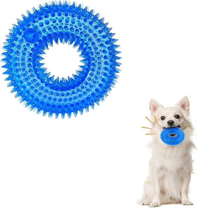Andiker Squeaky Dog Toy, Safe TPR Chewable Dog Toys for Teeth Grinding&Cleaning Dog Fetch Toys for Enhancing Interactivity Outdoor Suitable for All Dog Sizes Puppy’s Gifts and Dog Lovers (Small)