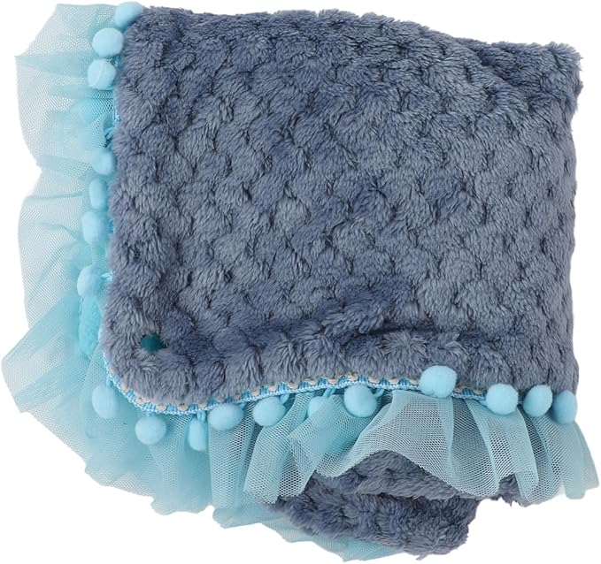 Double Layer Small Pet Swing Hammock, Hamster Double Bunkbed Hammock with 4 Hanging Chains, Soft Plush Hanging Bed for Ferret Hamster Parrots Guinea Pig (Blue)