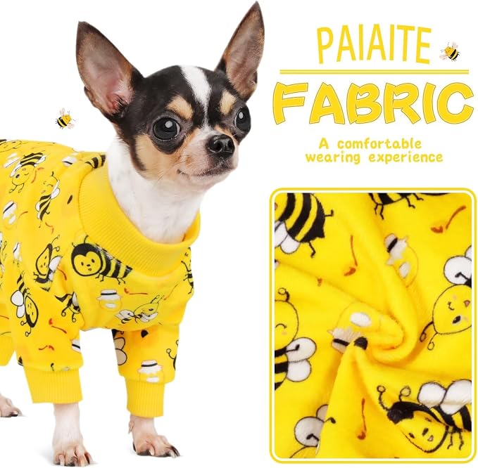 Paiaite Dog Pajamas Onesie: Comfortable Four-Legged Apparel for Small, Medium, & Large Dogs, Polyester Material for Comfort, Wrinkle Resistance, Moisture Wicking, Stretchiness Cute Bee Purple XS
