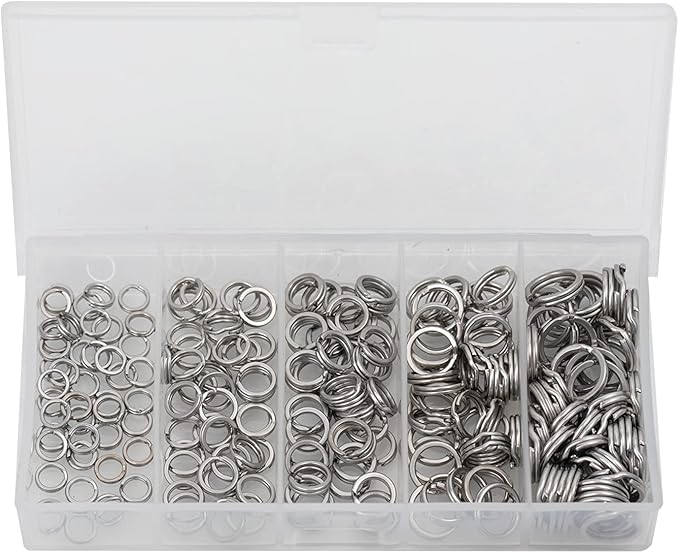 GREATFISHING 200PCS High Strength Heavy Stainless Steel Split Ring Lure Connector Swivels Snap with Fishing Pliers 30lb to 120lb Test