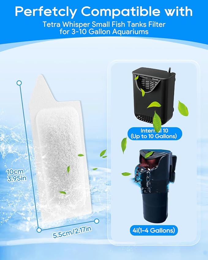 8 Pack Small Aquarium Filter Cartridge Compatible with Tetra Small Filter Cartridges, Compatible with Tetra Whisper Filter Small, Fish Tank Filter Cartridge for 3–10 Gallon Fish Tank