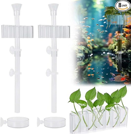 Aquarium Plant Holder Fish Feeding Tube Kit，Plant Holder for Aquarium，Fish Tank Feeder，Removable Adjustable Length Fish Feeder Tube，Fish Tank Plant Holder for Water Feature Decoration (2)