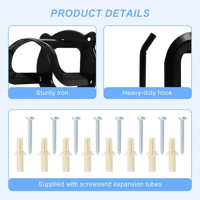 12 Counts Horse Bridle Rack, Bridle Bracket Bridle Hooks with Tubes and Screw, Horse Tack Storage Halter Hanger Metal Bridle Holder for Tack Room,Horse Blanket Rack,Bridle Holder Wall Mount